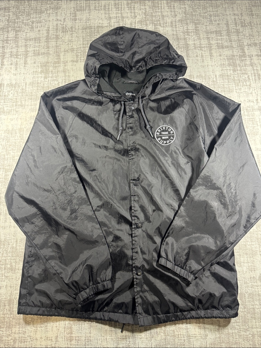 Brixton Oath Hooded Coach jacket sz L 28.5X24PTP MENS